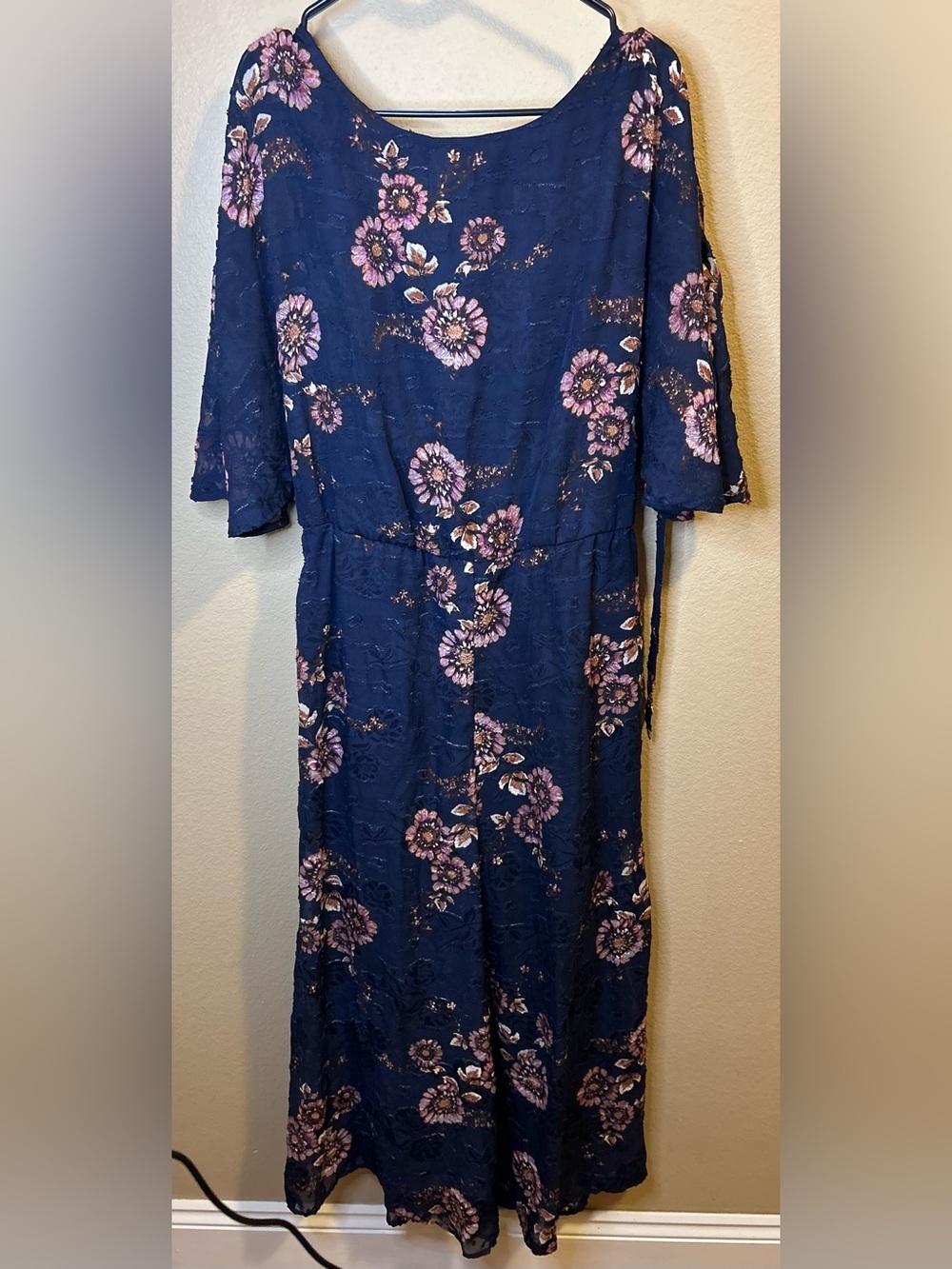Xhilaration Navy Floral jumpsuit with Pink Flowers
